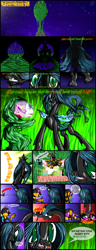 Size: 1280x3328 | Tagged: safe, artist:konnykon, character:princess cadance, character:queen chrysalis, character:shining armor, species:changeling, angry, changeling hive, changeling queen, comic, deep in the hive, female, night, stomping, tumblr