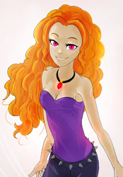 Size: 1188x1704 | Tagged: safe, artist:jaeneth, character:adagio dazzle, species:human, my little pony:equestria girls, armpits, bare shoulders, female, gem, humanized, looking at you, siren gem, smiling, solo