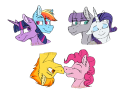 Size: 2048x1536 | Tagged: safe, artist:detoxx-retoxx, character:maud pie, character:pinkie pie, character:rainbow dash, character:rarity, character:spitfire, character:twilight sparkle, species:pony, ship:rarimaud, ship:twidash, female, lesbian, shipping, simple background, spitpie, transparent background