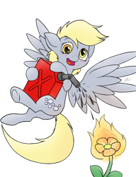 Size: 952x1241 | Tagged: safe, artist:ethaes, character:derpy hooves, female, fire, flower, gasoline, jerry can, pure unfiltered evil, simple background, solo, transparent background