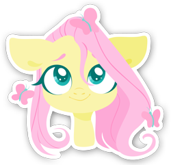 Size: 2334x2250 | Tagged: safe, artist:belka-sempai, character:fluttershy, species:pegasus, species:pony, bust, butterfly, cute, female, floppy ears, lineless, looking at something, looking at you, looking up, mare, portrait, shyabetes, simple background, smiling, solo, sticker, stray strand, transparent background, white outline, wings