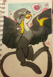 Size: 1215x1749 | Tagged: safe, artist:colouredteapot, character:gabby, species:griffon, cute, cutie mark, female, solo, traditional art
