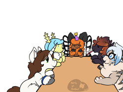 Size: 1000x747 | Tagged: safe, artist:adoeable, non-mlp oc, oc, oc only, oc:tai, birthday party, party, simple background, table, transparent background