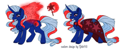 Size: 1024x399 | Tagged: safe, alternate version, artist:gela98, artist:jrain9110, character:trixie, species:alicorn, species:pony, alicorn amulet, alicornified, cape, cheek fluff, chest fluff, clothing, corrupted, ethereal wings, female, grin, nightmare form, nightmare trixie, nightmarified, race swap, simple background, smiling, solo, striped mane, transparent background, trixiecorn