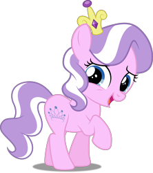 Size: 4425x4976 | Tagged: safe, artist:dashiesparkle edit, artist:spacekingofspace, edit, editor:slayerbvc, character:diamond tiara, species:earth pony, species:pony, absurd resolution, accessory swap, crown, female, filly, jewelry, raised hoof, regalia, simple background, solo, transparent background, vector, vector edit