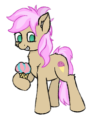 Size: 681x841 | Tagged: safe, artist:rhythmpixel, character:strawberry scoop, species:earth pony, species:pony, episode:school daze, g4, my little pony: friendship is magic, background pony, cutie mark, female, food, friendship student, hoof hold, ice cream, mare, simple background, solo, transparent background