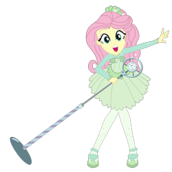Size: 4000x4000 | Tagged: safe, artist:root, character:fluttershy, episode:so much more to me, g4, my little pony: equestria girls, my little pony:equestria girls, .svg available, clothing, cute, dress, female, happy, microphone, pantyhose, shorts, shyabetes, simple background, singing, solo, svg, transparent background, vector