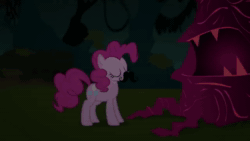 Size: 1280x720 | Tagged: safe, artist:tiredbrony, edit, edited screencap, screencap, character:pinkie pie, episode:friendship is magic, g4, my little pony: friendship is magic, season 1, animated, bgm, everfree forest, facial hair, female, indeed, indubitably, laughter song, moustache, quite, sesquipedalian loquaciousness, solo, sound, verbose, verbose meme, webm, youtube, youtube link