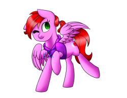 Size: 1600x1236 | Tagged: safe, artist:firepetalfox, oc, oc only, oc:lovestruckdart, species:pegasus, species:pony, clothing, hoodie, one eye closed, raffle prize, simple background, transparent background