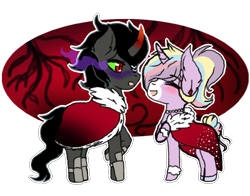 Size: 1162x913 | Tagged: safe, artist:themisslittledevil, character:king sombra, oc, oc:snow splat, species:pony, species:unicorn, canon x oc, cloak, clothing, female, male, mare, shipping, simple background, stallion, straight, transparent background
