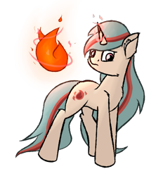 Size: 721x778 | Tagged: safe, artist:rhythmpixel, oc, oc only, species:pony, species:unicorn, cutie mark, female, fire, magic, mare, simple background, solo, transparent background