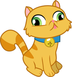 Size: 4671x5000 | Tagged: safe, artist:paganmuffin, episode:grannies gone wild, g4, my little pony: friendship is magic, absurd resolution, animal, bell, bell collar, blep, cat, collar, derp, derp cat, goldie delicious' cats, pet, silly, simple background, sitting, solo, tongue out, transparent background, vector, wall eyed