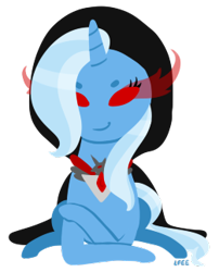 Size: 261x323 | Tagged: safe, artist:soullessteddybear, character:trixie, species:pony, species:unicorn, episode:magic duel, g4, my little pony: friendship is magic, alicorn amulet, cloak, clothing, female, glowing eyes, mare, smiling, solo