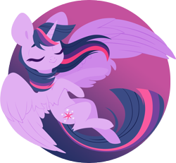 Size: 4000x3700 | Tagged: safe, artist:belka-sempai, character:twilight sparkle, character:twilight sparkle (alicorn), species:alicorn, species:pony, cutie mark, eyes closed, female, flying, hooves, horn, lineless, mare, smiling, solo, spread wings, windswept mane, wings