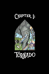 Size: 714x1080 | Tagged: safe, artist:tswt, character:applejack, character:fluttershy, character:zecora, species:pony, comic:friendship update, canterlot, comic, stained glass, tornado