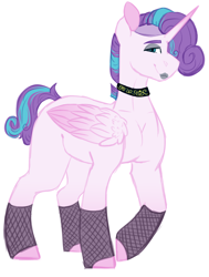 Size: 1024x1354 | Tagged: safe, artist:midnight-drip, character:princess flurry heart, species:alicorn, species:pony, choker, female, fishnets, lipstick, older, older flurry heart, simple background, solo, teenager, white background
