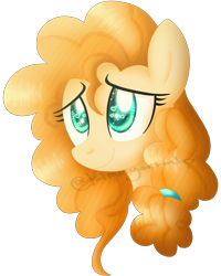 Size: 2256x2815 | Tagged: safe, artist:kimmyartmlp, character:pear butter, species:earth pony, species:pony, bust, cute, female, heart eyes, mare, pearabetes, portrait, simple background, smiling, solo, stray strand, three quarter view, transparent background, wingding eyes