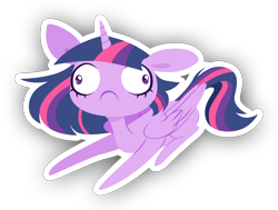 Size: 2422x1834 | Tagged: safe, artist:belka-sempai, character:twilight sparkle, character:twilight sparkle (alicorn), species:alicorn, species:pony, :c, derp, female, floppy ears, folded wings, frown, hooves, horn, lineless, mare, outline, prone, simple background, solo, transparent background, wat, wide eyes, wings