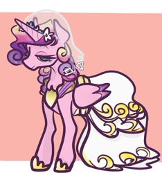 Size: 540x577 | Tagged: safe, artist:incapacitatedvixen, character:princess cadance, character:queen chrysalis, species:alicorn, species:pony, clothing, dress, fake cadance, female, mare, princess of love, royalty, solo, this day aria, wedding dress, wedding veil