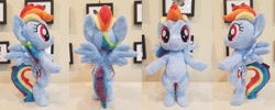 Size: 1024x408 | Tagged: safe, artist:plushypuppy, character:rainbow dash, species:pegasus, species:pony, bipedal, female, irl, mare, photo, plushie, spread wings, wings