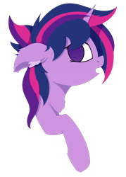 Size: 840x1172 | Tagged: safe, artist:rhythmpixel, character:twilight sparkle, species:pony, species:unicorn, alternate hairstyle, bust, chest fluff, ear fluff, female, hooves, horn, lineless, mare, open mouth, portrait, profile, punklight sparkle, simple background, solo, transparent background