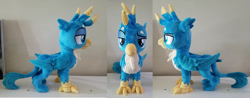 Size: 1024x400 | Tagged: safe, artist:plushypuppy, character:gallus, species:griffon, folded wings, irl, male, photo, plushie, solo, standing