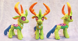 Size: 1023x549 | Tagged: safe, artist:plushypuppy, character:thorax, species:changeling, species:reformed changeling, irl, male, photo, plushie, solo, standing