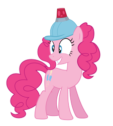 Size: 2700x3000 | Tagged: safe, artist:alexiy777, character:pinkie pie, species:earth pony, species:pony, episode:mmmystery on the friendship express, g4, my little pony: friendship is magic, clothing, female, hard hat, hat, simple background, smiling, solo, transparent background, vector