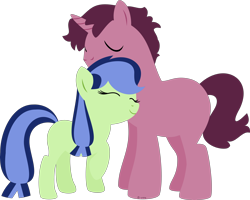 Size: 5448x4369 | Tagged: safe, artist:babyroxasman, oc, oc only, oc:bitter punch, oc:blueberry zinger, species:earth pony, species:pony, species:unicorn, absurd resolution, brother and sister, duo, female, lineless, male, not incest, nuzzling, offspring, ship:bitterberries, siblings, simple background, transparent background, vector