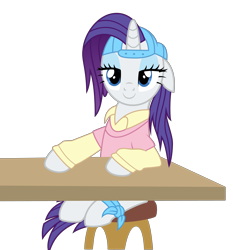 Size: 4654x5000 | Tagged: safe, artist:paganmuffin, character:rarity, species:pony, species:unicorn, episode:friendship university, g4, my little pony: friendship is magic, absurd resolution, alternate hairstyle, backwards ballcap, baseball cap, bedroom eyes, cap, clothing, eyeshadow, female, hat, makeup, mare, plainity, simple background, smiling, solo, transparent background, vector