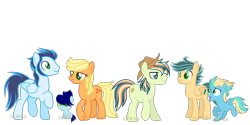 Size: 6000x3000 | Tagged: safe, artist:detoxx-retoxx, base used, character:applejack, character:soarin', oc, oc:cyclone, oc:gala breeze, oc:jonathan apple, oc:texas sunrise, parent:applejack, parent:soarin', parents:soarinjack, species:earth pony, species:pegasus, species:pony, ship:soarinjack, baby, baby pony, clothing, colt, cowboy hat, family, female, filly, hat, male, offspring, shipping, sideburns, simple background, stallion, straight, transparent background