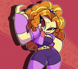 Size: 3500x3096 | Tagged: safe, artist:nelljoestar, character:adagio dazzle, species:human, my little pony:equestria girls, beckoning, breasts, busty adagio dazzle, cleavage, skull, swirly eyes, tongue out