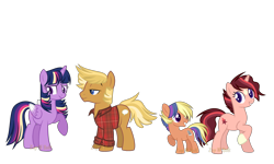 Size: 5000x3000 | Tagged: safe, artist:detoxx-retoxx, base used, character:quibble pants, character:twilight sparkle, character:twilight sparkle (alicorn), oc, oc:estella, oc:wednesday paper, parent:quibble pants, parent:sunburst, parent:twilight sparkle, parents:twiburst, species:alicorn, species:earth pony, species:pony, species:unicorn, alternate hair color, colored wings, colored wingtips, colt, family, female, half-siblings, male, mare, offspring, older, older twilight, parents:quibblelight, quibblelight, rainbow power, shipping, simple background, star (coat marking), straight, transparent background