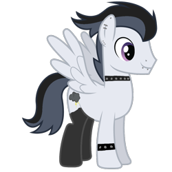 Size: 1000x1000 | Tagged: safe, artist:icey-wicey-1517, artist:rainbowderp98, edit, character:rumble, species:pegasus, species:pony, adult, black socks, choker, clothing, dyed mane, ear piercing, earring, goth, jewelry, lip piercing, male, nose piercing, older, older rumble, piercing, simple background, snake bites, socks, solo, spiked choker, spiked wristband, stallion, transparent background, wristband