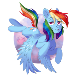 Size: 1600x1600 | Tagged: safe, artist:hollybright, character:rainbow dash, species:pegasus, species:pony, ambiguous facial structure, backwards cutie mark, female, mare, solo