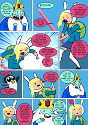 Size: 800x1133 | Tagged: safe, artist:imbriaart, species:bird, species:penguin, comic:magic princess war, adventure time, barely pony related, comic, crossover, crystal sword, fionna, gunter (adventure time), ice king, no ponies, suggestive series
