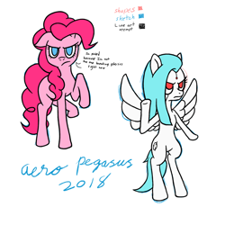 Size: 1024x1024 | Tagged: safe, artist:aeropegasus, character:pinkie pie, oc, oc:ap63, species:earth pony, species:pegasus, species:pony, android, angry, practice, practice drawing, robot, robot pony, signature, simple background, text, white background
