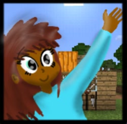 Size: 540x526 | Tagged: safe, artist:wvdr220dr, oc, my little pony:equestria girls, comedy, female, grass, greeting, happy, house, icon, minecraft, pumpkin, thumbnail, tree