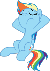 Size: 4204x5999 | Tagged: safe, artist:korsoo, character:rainbow dash, episode:buckball season, g4, my little pony: friendship is magic, .svg available, absurd resolution, eyes closed, female, hooves behind head, leaning, simple background, solo, transparent background, vector