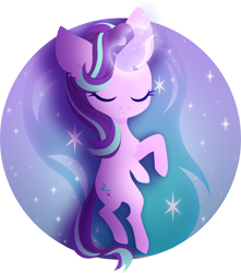 Size: 4000x4515 | Tagged: safe, artist:belka-sempai, character:starlight glimmer, species:pony, species:unicorn, cutie mark, eyes closed, female, glowing horn, hooves, horn, lineless, magic, mare, on back, simple background, solo, transparent background
