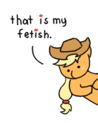 Size: 200x250 | Tagged: safe, artist:thelonelampman, character:applejack, dialogue, female, simple background, solo, that is my fetish, white background
