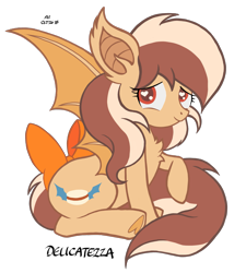 Size: 1873x2084 | Tagged: safe, artist:theratedrshimmer, oc, oc only, oc:delicatezza, species:bat pony, bat pony oc, bat wings, bow, chest fluff, cute, female, heart eyes, ocbetes, simple background, smiling, solo, tail bow, transparent background, underhoof, wingding eyes, wings