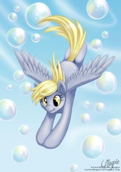 Size: 800x1136 | Tagged: safe, artist:laurenmagpie, character:derpy hooves, species:pegasus, species:pony, bubble, female, mare