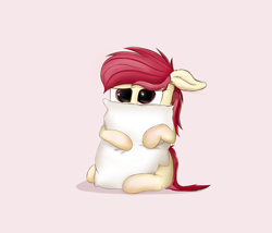 Size: 3500x3000 | Tagged: safe, artist:rainyvisualz, character:roseluck, species:pony, adorarose, cuddling, cute, female, mare, pillow, scared, shy, simple background, small