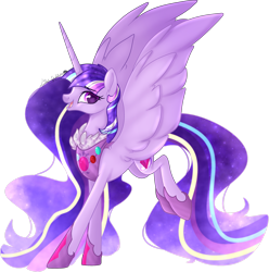 Size: 2902x2926 | Tagged: dead source, safe, artist:m1lkycloud, artist:sora-choi, base used, character:twilight sparkle, character:twilight sparkle (alicorn), species:alicorn, species:pony, alternate design, base:teepew, female, jewelry, looking at you, mare, older, regalia, simple background, solo, transparent background, ultimate twilight