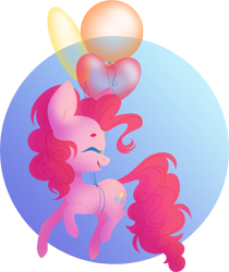 Size: 5000x5966 | Tagged: safe, artist:belka-sempai, character:pinkie pie, species:earth pony, species:pony, absurd resolution, balloon, cute, cutie mark, eyes closed, female, floating, hooves, lineless, mare, open mouth, simple background, smiling, solo, then watch her balloons lift her up to the sky, transparent background