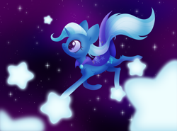 Size: 5000x3691 | Tagged: safe, artist:belka-sempai, character:trixie, species:pony, species:unicorn, cute, female, hooves, horn, lineless, mare, smiling, solo, space, stars