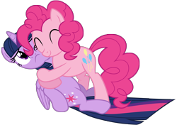Size: 8500x6000 | Tagged: safe, artist:midnight--blitz, character:pinkie pie, character:twilight sparkle, character:twilight sparkle (alicorn), species:alicorn, species:earth pony, species:pony, episode:princess twilight sparkle, g4, my little pony: friendship is magic, .ai available, absurd resolution, female, hug, mare, simple background, transparent background, vector