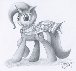 Size: 1559x1455 | Tagged: safe, artist:zyncrus, character:trixie, grin, smiling, traditional art, wand