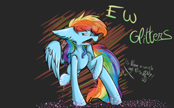 Size: 3098x1936 | Tagged: safe, artist:feathershine1, character:rainbow dash, species:pegasus, species:pony, episode:the end in friend, g4, my little pony: friendship is magic, disgusted, eww, female, glitter, mare, solo